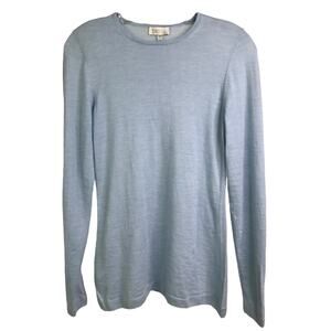 Kinross Cashmere Sweater Womens S Light Blue Knit Long Sleeve Pullover Crew Neck